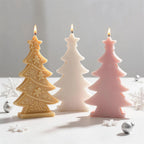 Scalloped holiday tree candles showing small raised decoration