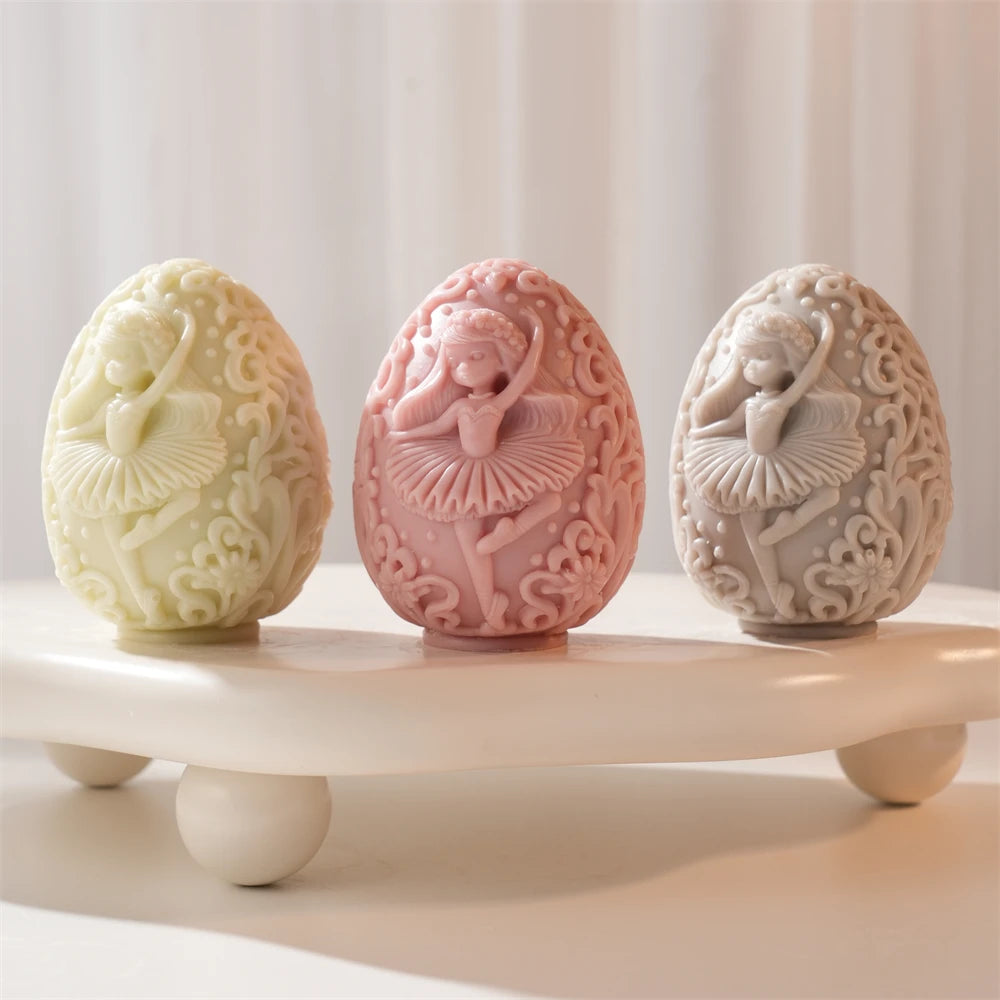 Yellow pink and gray ballerina egg castings