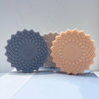 Three geometric calligraphy rosettes with pointed outlines