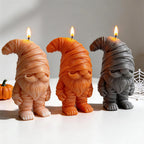 Angled mummy gnome candle group showing beard and bandaged boots