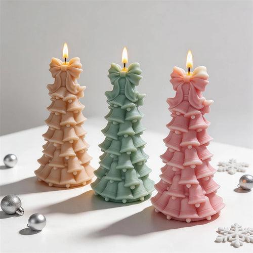 Three bell garland tree candles with flared bell layers