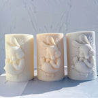 Front view of smooth pillars with raised rabbit ears and paws