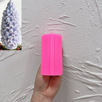 Pink silicone mold for the lilac flower spike design beside finished example