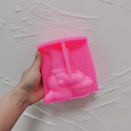 Pink silicone gnome mold showing the egg-basket scene cavity
