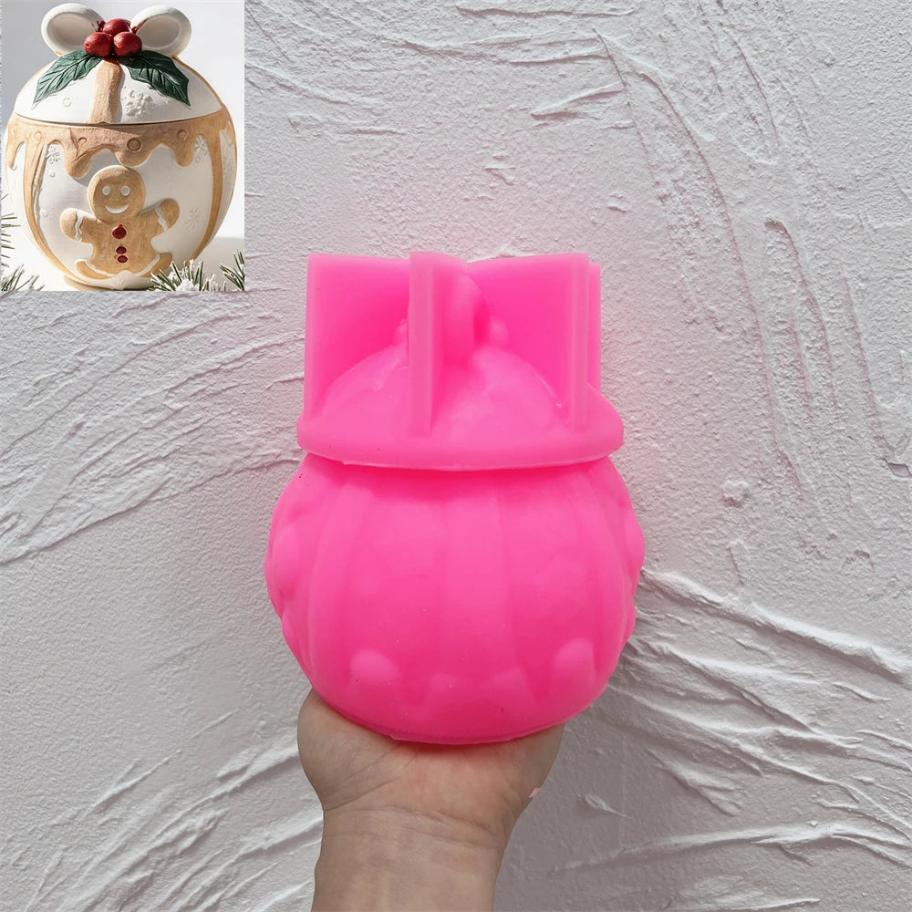 Pink silicone mold for bow gingerbread ornament vessel SZ943