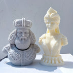 King and queen bust candle examples with ornate headwear