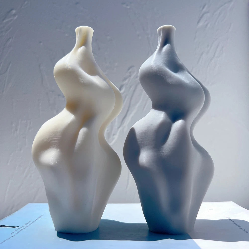Ivory and gray abstract twist candle castings
