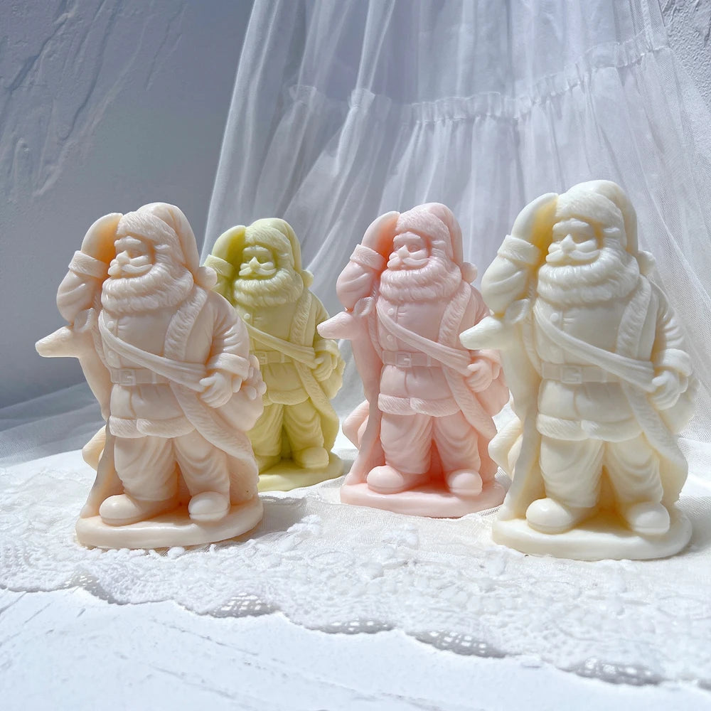 Group of Santa figures with hats belts and boots