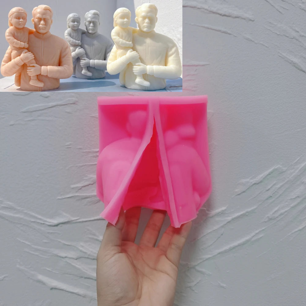 Pink Father and Child B mold with matching carried-child examples