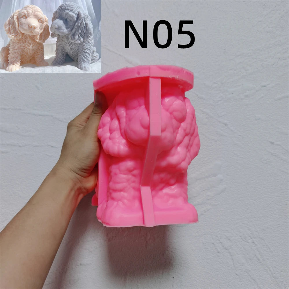 Pink silicone mold for wavy-fur puppy design N05