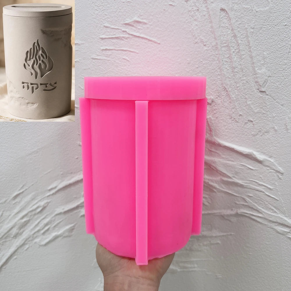 Pink silicone tzedakah-box mold associated with flame-emblem option SZ818C