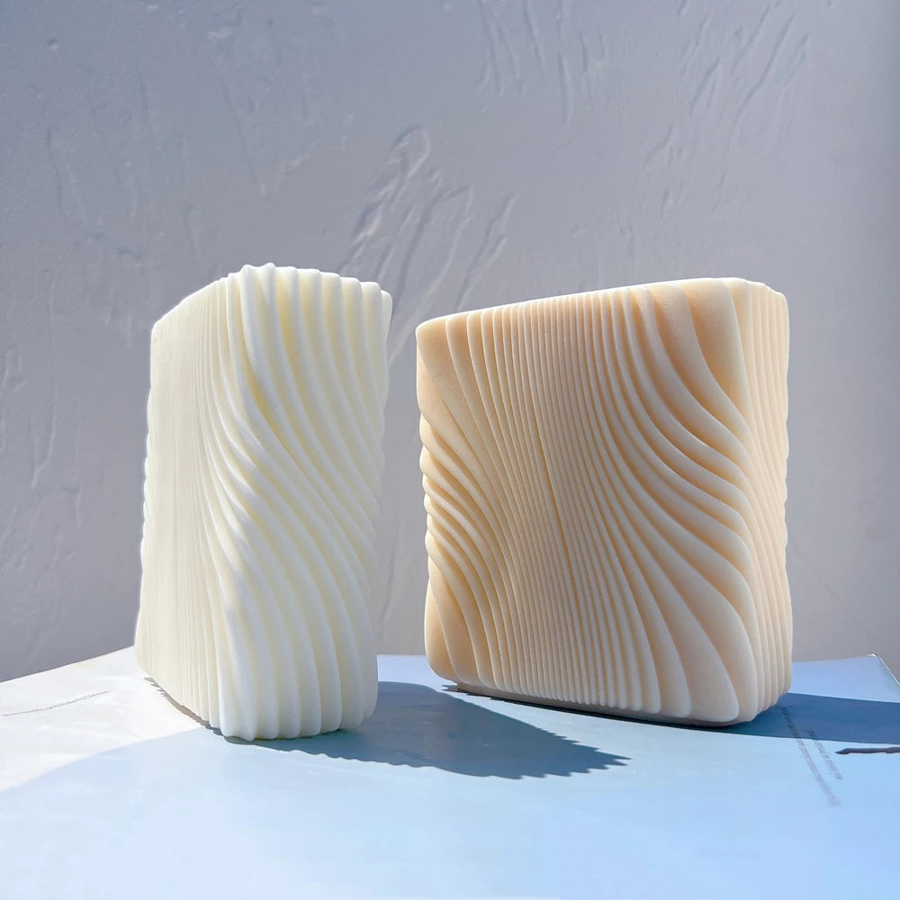 Ivory and peach blocks with sweeping rib patterns