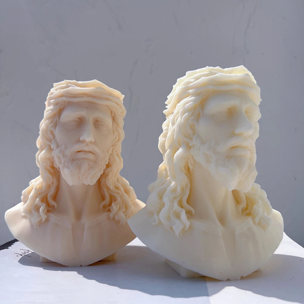 Cream and peach Jesus head-and-shoulders castings