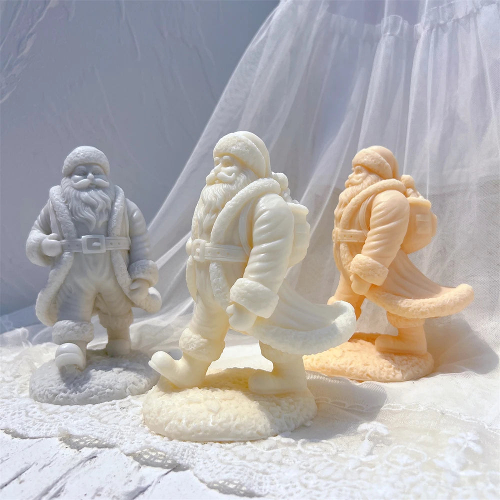 Santa figures showing the stride and integrated sculptural bases