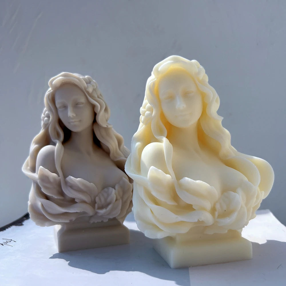 Gray and cream floral-wrap bust castings