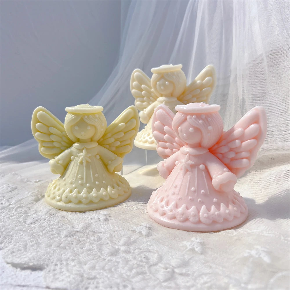 Pastel angels showing round halos and small chest stars