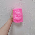 Pink silicone pillar mold with raised rabbit cameo cavity