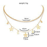 Shine Bright with our 14k Gold Plated Star Charm Layered Necklace Obsesie