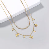 Shine Bright with our 14k Gold Plated Star Charm Layered Necklace Obsesie