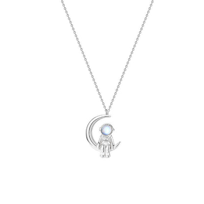 Silver Astronaut Necklace Female Astronaut Clavicle Chain Niche Design Gift Jewelry Obsesie