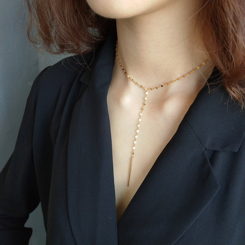 Silver lip chain golden necklace Obsesie