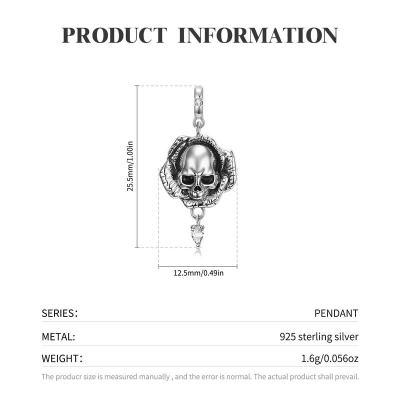 Skull Necklace Sterling Silver Skull Jewelry Skeleton Gift for Women Goth Lovers Halloween Obsesie