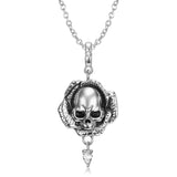 Skull Necklace Sterling Silver Skull Jewelry Skeleton Gift for Women Goth Lovers Halloween Obsesie