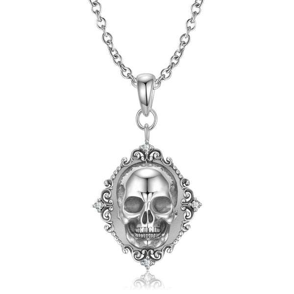 Skull Portrait Pendant Necklace S925 Sterling Silver Obsesie