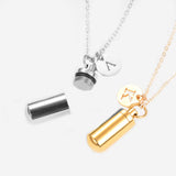 Small Cylindrical Memorial Necklace for Ashes With Letters 