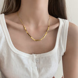 Small Square Snake Bone Chain Necklace Female Summer Ins Tide 2021 Obsesie
