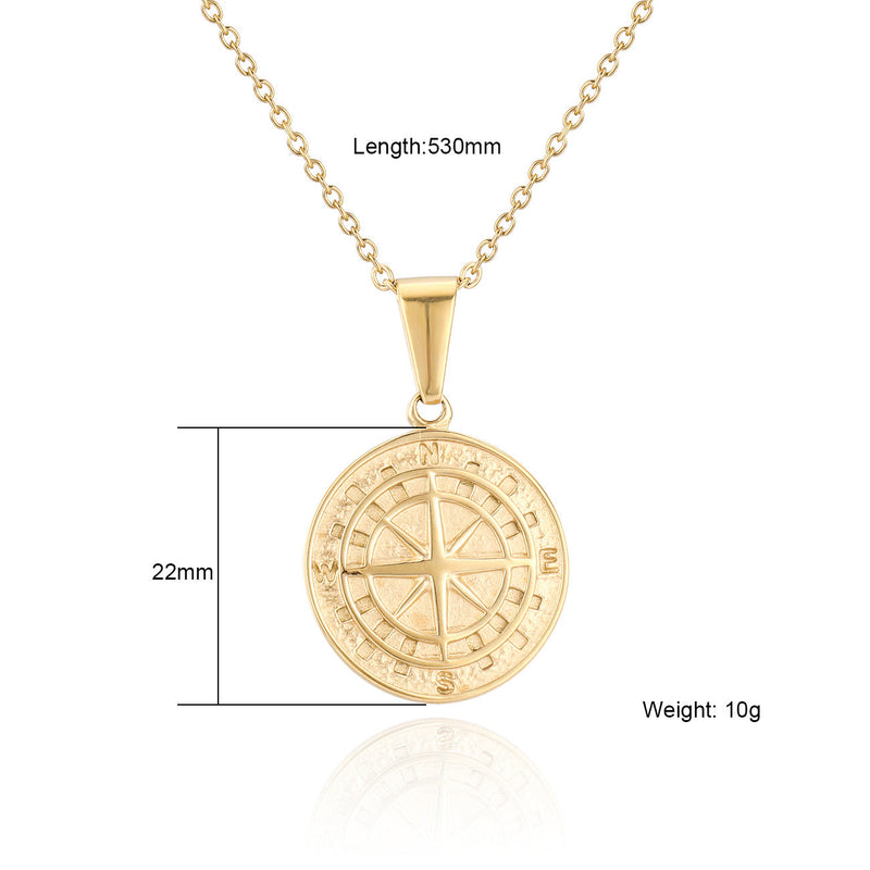 Stainless Steel Compass Compass Hip Hop Pendant Necklace Obsesie