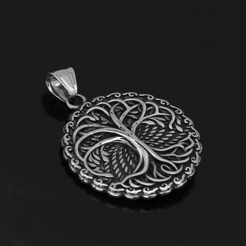 Stainless Steel Double Sided Tree of Life Necklace Obsesie