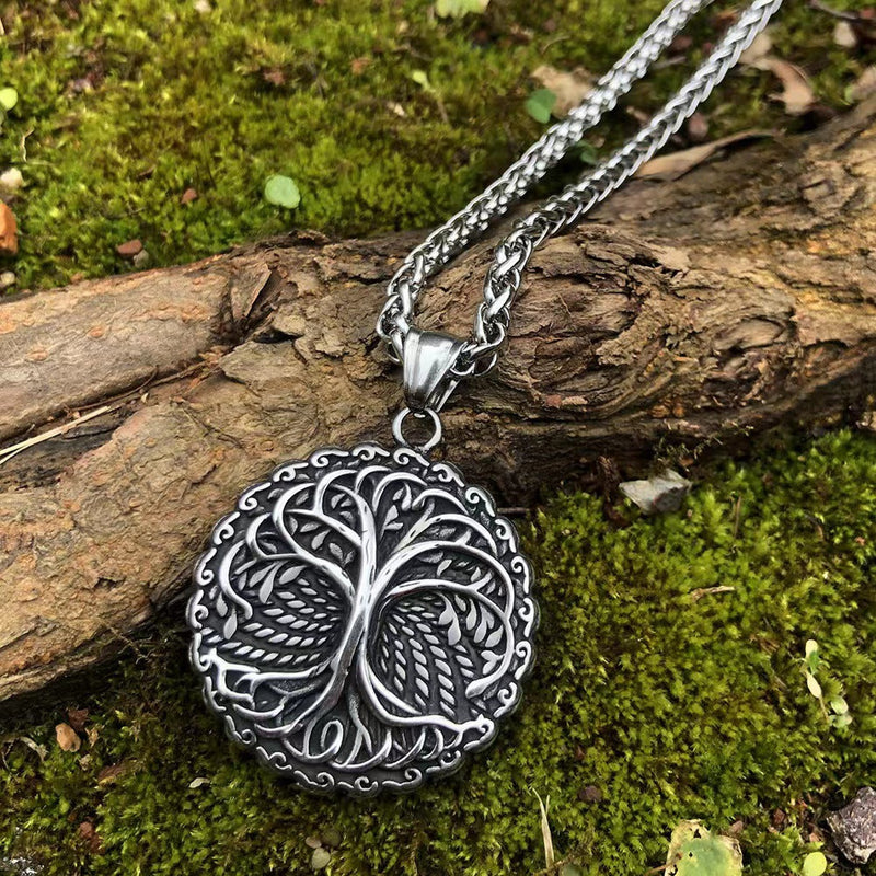 Stainless Steel Double Sided Tree of Life Necklace Obsesie