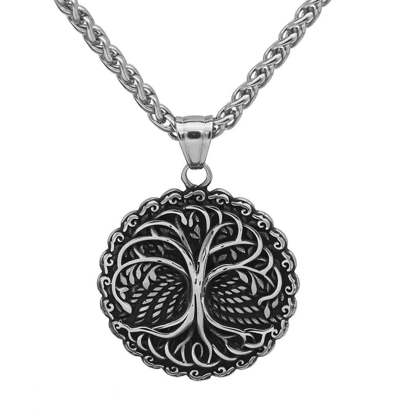 Stainless Steel Double Sided Tree of Life Necklace Obsesie