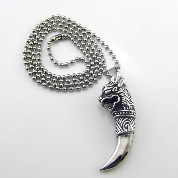 Stainless Steel Dragon tooth pendant Necklace Obsesie