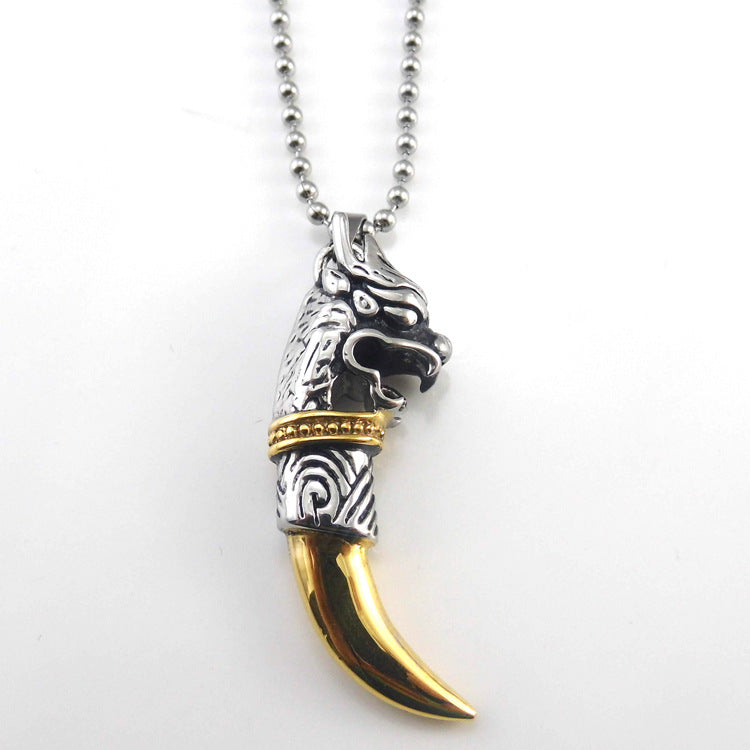 Stainless Steel Dragon tooth pendant Necklace Obsesie