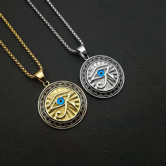 Stainless Steel Egyptian Jewelry Eye of Horus Wedjat eye or Udjat eye Pendant Necklace Obsesie