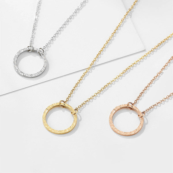 Stainless Steel Geometric Round Stack Necklace Obsesie