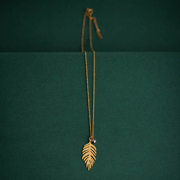 Stainless Steel Golden Necklace Banana Leaf Pendant Obsesie