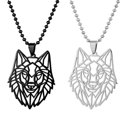 Stainless Steel Hollow Wolf Head Pendant Necklace For Men Animal Jewelry Obsesie