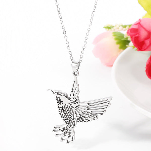 Stainless Steel Hummingbird Necklace Obsesie