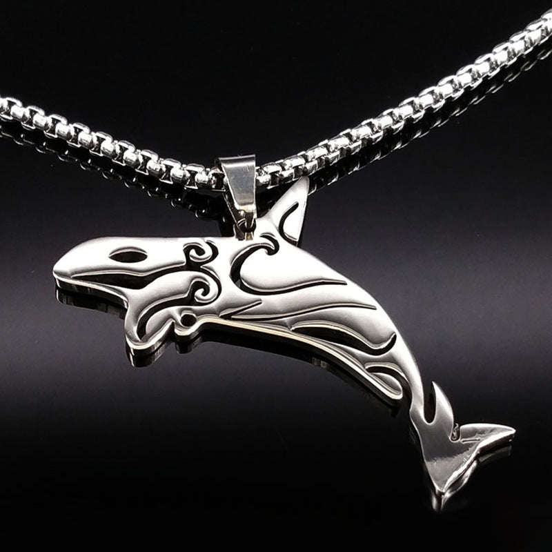 Stainless Steel Shark Charm Necklace Jewelry Obsesie