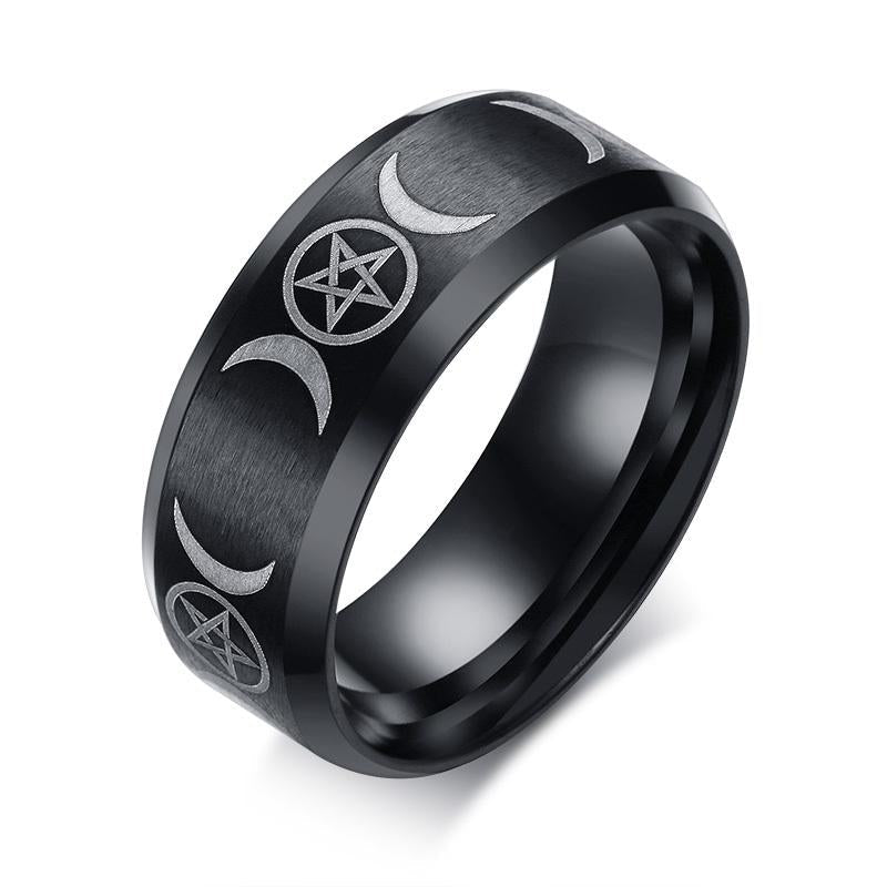Stainless Steel Triple Moon Goddess Ring Obsesie