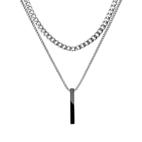 Steel Bar Pendant Titanium Steel Double-layer Necklace Sweater Obsesie