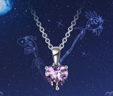 Sterling Silver 925 Zodiac Heart Necklace Three-Claw Birthstone 10 colors Option Obsesie