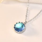 Sterling Silver Crown Moonstone Pendant Necklace Obsesie
