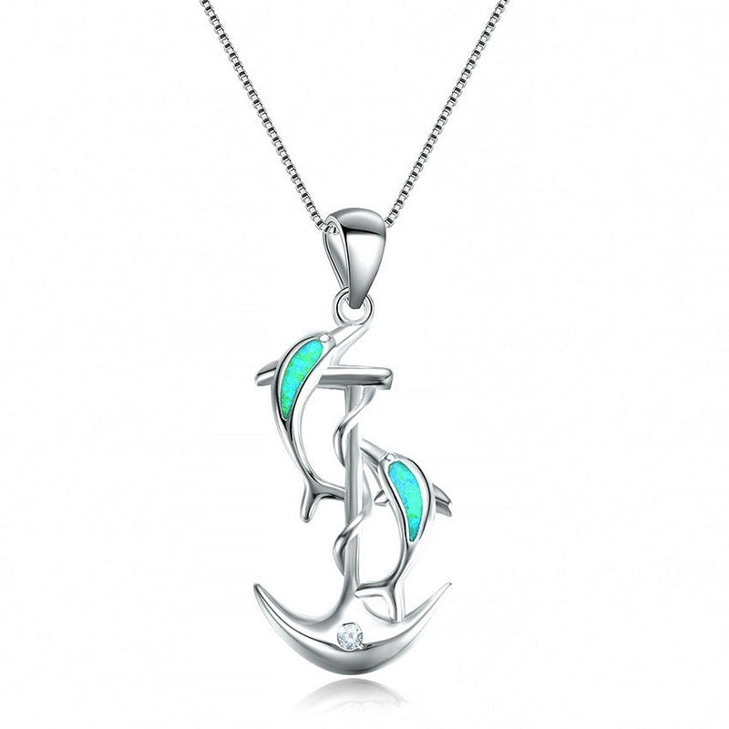 Sterling Silver Dancing Dolphins Pendant Necklace Obsesie
