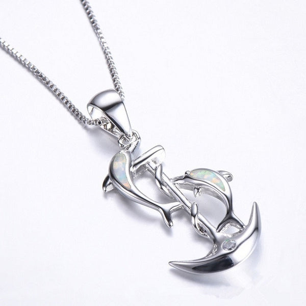 Sterling Silver Dancing Dolphins Pendant Necklace Obsesie