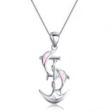Sterling Silver Dancing Dolphins Pendant Necklace Obsesie