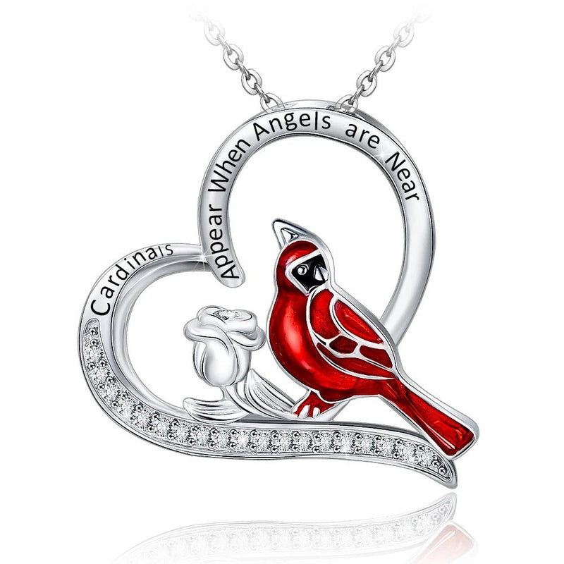 Sterling Silver Red Cardinal Pendant Cardinal Jewelry for Girls Cardinal Appears When Angels are Near Obsesie